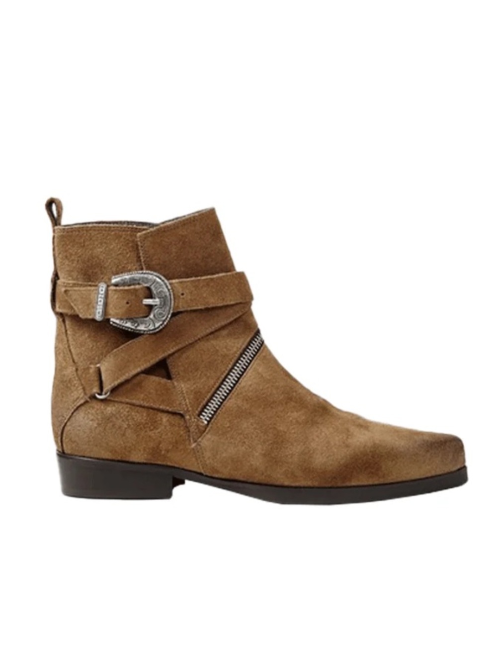 All Saints Tejus tan brown suede Western ankle boots with silver hardware EU 36